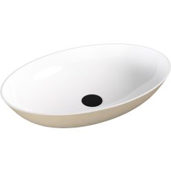   Mosdó, Sapho Banera Oval öntött márvány mosdó 60x40 cm, fehér/matt bézs 14397.82