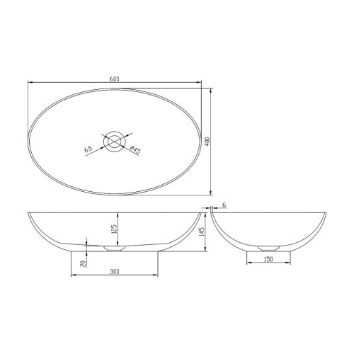 Mosdó, Sapho Banera Oval öntött márvány mosdó 60x40 cm, fehér/matt bézs 14397.82