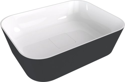 Mosdó, Sapho Banera Square öntött márvány mosdó 50x36 cm, fehér/matt antracit 14596.52