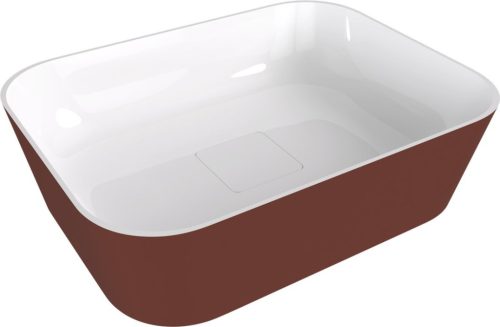 Mosdó, Sapho Banera Square öntött márvány mosdó 50x36 cm, fehér/matt barna 14596.72