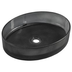   Mosdó, Sapho Nobal gravírozott üvegmosdó, 49x38 cm, fekete TY326