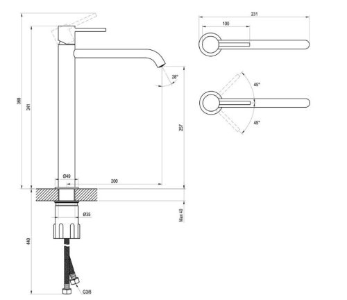 Mosdó csaptelep, Ravak Espirit álló mosdó csaptelep 340 mm ES 015.60GLB, Gold Brushed X070598