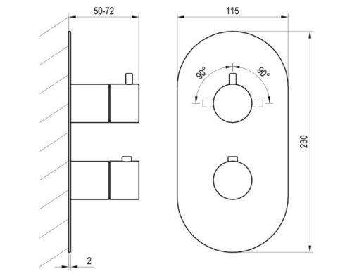 Falba süllyesztett csaptelep, Ravak Espirit termosztátos, kétutas Gold Brushed X070610