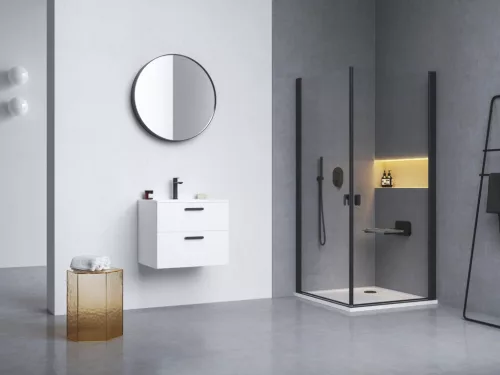 Zuhanyajtó, Ravak Chrome CRV1 80 zuhanyajtó fekete+transparent 1QV40301Z1