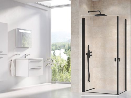 Zuhanyajtó, Ravak Chrome CRV1-100 zuhanyajtó fekete+transparent 1QVA0301Z1