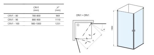 Zuhanyajtó, Ravak Chrome CRV1-100 zuhanyajtó matt fehér+transparent 1QVA0E01Z1