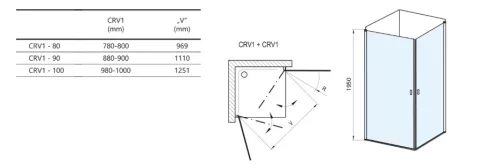 Zuhanyajtó, Ravak Chrome CRV1-90 zuhanyajtó matt fehér+transparent 1QV70E01Z1