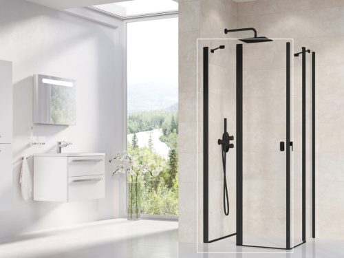 Zuhanyajtó, Ravak Chrome CRV2-100 zuhanyajtó fekete+transparent 1QVA0300Z1