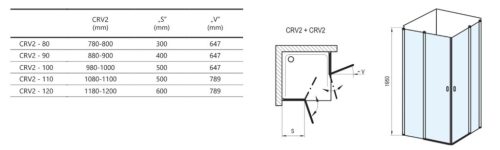 Zuhanyajtó, Ravak Chrome CRV2-100 zuhanyajtó matt fehér+transparent 1QVA0E00Z1
