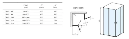 Zuhanyajtó, Ravak Chrome CRV2-90 zuhanyajtó matt fehér+transparent 1QV70E00Z1