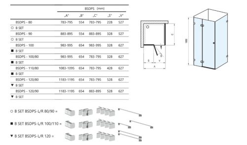 Zuhanykabin, Ravak Ravak Brilliant BSDPS-100 jobb zuhanykabin króm+transparent 0UPA0A00Z1