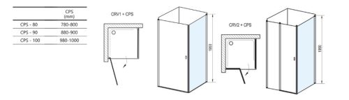 Fix fal, Ravak Chrome CPS-100 fix oldalfal matt fehér+transparent 9QVA0E00Z1