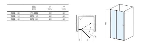 Zuhanyajtó, Ravak Chrome CSD2-100 zuhanyajtó matt fehér+transparent 0QVACE00Z1