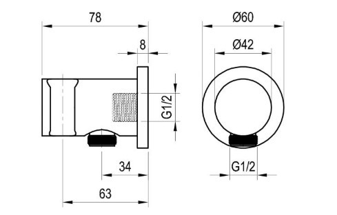 Zuhanytartó, Ravak Fali kiállás integrált zuhanyrózsa tartóval 706.60GLB, Gold Brushed X07P1244