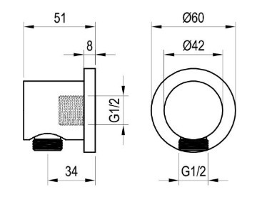 Fali zuhany csatlakozó, Ravak Fali zuhany csatlakozó 701.60GLB, Gold Brushed X07P1241
