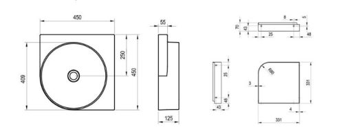 Mosdó, Ravak Yard 45 C kerámiamosdó Deepsea Blue, túlfolyó furat nélkül XJX07045000