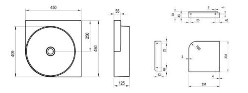 Mosdó, Ravak Yard 45 C kerámiamosdó Grey Green, túlfolyó furat nélkül XJX08045000