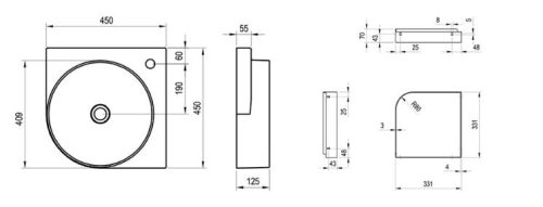Mosdó, Ravak Yard 45 C kerámiamosdó Smoke Grey XJX0O245000
