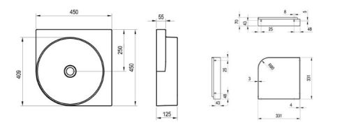 Mosdó, Ravak Yard 45 C kerámiamosdó Smoke Grey, túlfolyó furat nélkül XJX0O045000