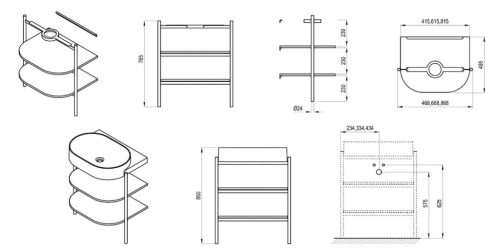 Alsó szekrény, Ravak CS Yard 80 fürdőszobai bútor, Alabaster Pink D80000G006