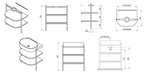Alsó szekrény, Ravak CS Yard 80 fürdőszobai bútor, Deepsea Blue D800007006