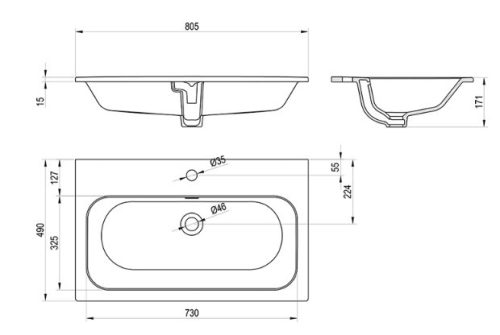 Mosdó, Ravak Chrome Slim 80 kerámiamosdó, fehér, furattal XJX01180002