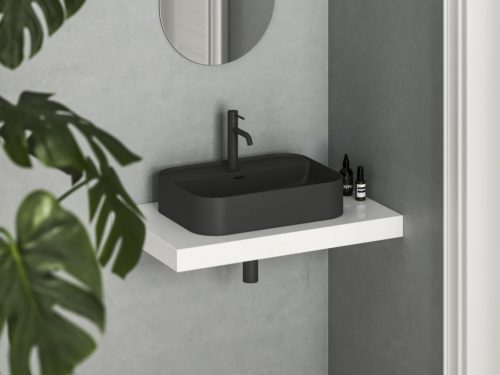 Mosdó, Ravak Ceramic Slim Shelf R 55 kerámiamosdó matt fekete XJX0D155004