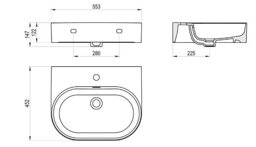 Mosdó, Ravak Ceramic Slim Wall O 55 N kerámiamosdó fehér XJX01155008