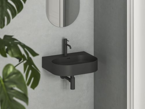 Mosdó, Ravak Ceramic Slim Wall O 55 N kerámiamosdó matt fekete XJX0D155003