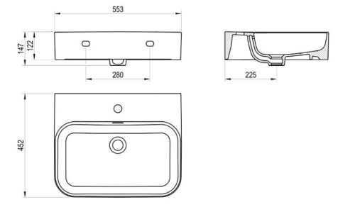 Mosdó, Ravak Ceramic Slim Wall R 55 N kerámiamosdó antracit XJX03155005