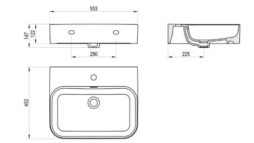 Mosdó, Ravak Ceramic Slim Wall R 55 N kerámiamosdó matt fehér XJX0E155006