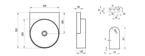 Mosdó, Ravak Yard 40 kerámiamosdó Smoke Grey, túlfolyó furat nélkül XJX0O040000