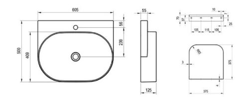 Mosdó, Ravak Yard 60 kerámiamosdó Alabaster Pink XJX0G260000