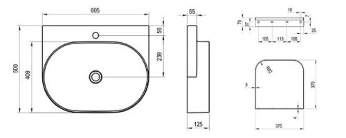 Mosdó, Ravak Yard 60 kerámiamosdó antracit XJX03260002