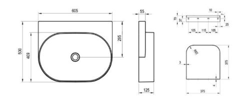 Mosdó, Ravak Yard 60 kerámiamosdó Deepsea Blue, túlfolyó furat nélkül XJX07060000