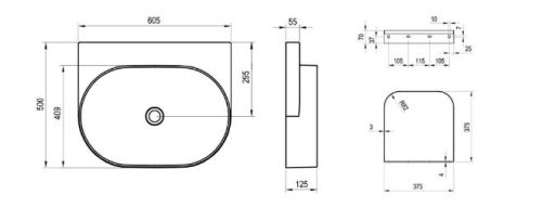 Mosdó, Ravak Yard 60 kerámiamosdó Grey Green, túlfolyó furat nélkül XJX08060000