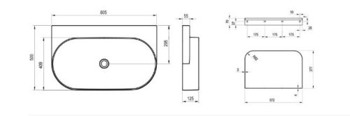 Mosdó, Ravak Yard 80 kerámiamosdó Alabaster Pink, túlfolyó furat nélkül XJX0G080000