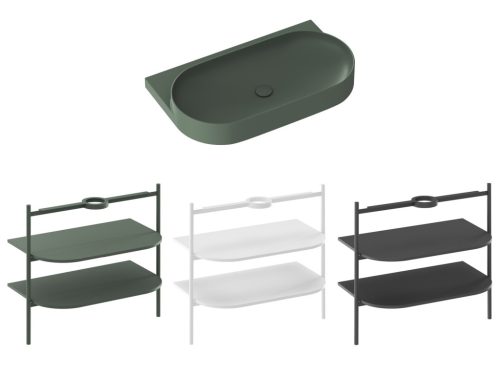 Mosdó, Ravak Yard 80 kerámiamosdó Grey Green, túlfolyó furat nélkül XJX08080000