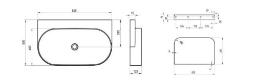 Mosdó, Ravak Yard 80 kerámiamosdó Smoke Grey, túlfolyó furat nélkül XJX0O080000