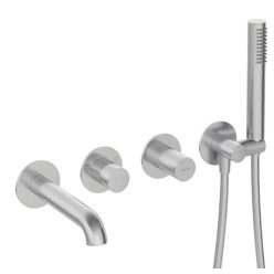   Falba süllyesztett csaptelep, Deante Silia Hexa kádtöltő, szálcsiszolt acél BHS_F18P