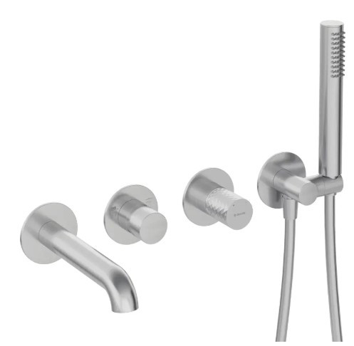 Falba süllyesztett csaptelep, Deante Silia Hexa kádtöltő, szálcsiszolt acél BHS_F18P