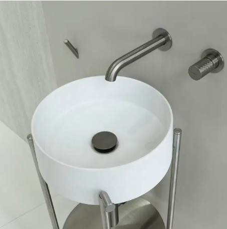 Falba süllyesztett csaptelep, Deante Silia Hexa mosdó csaptelep szálcsiszolt acél BHS_F54L