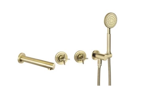 Falba süllyesztett csaptelep, Deante Temisto kádtöltő csaptelep zuhanyszettel, sárgaréz BQT_M18P