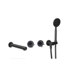   Falba süllyesztett csaptelep, Deante Temisto kádtöltő csaptelep zuhanyszettel, fekete BQT_N18P