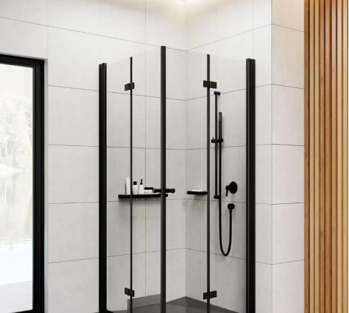 Alkatrész, Deante Cascada kerek sarokcsatlakozó, fekete NAC_N54K