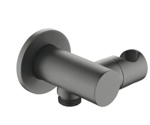 Alkatrész, Deante Cascada sarokcsatlakozó, kerek, kézizuhany tartóval, titanium NAC_D57K