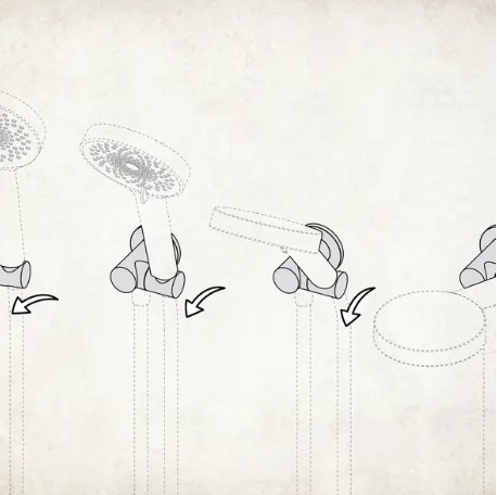 Alkatrész, Deante Cascada sarokcsatlakozó, kerek, kézizuhany tartóval, titanium NAC_D57K