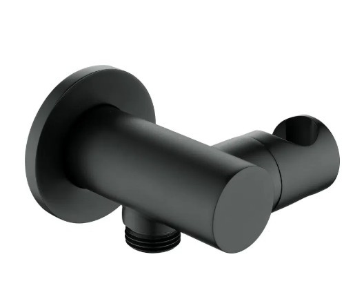 Alkatrész, Deante Cascada sarokcsatlakozó, kerek, kézizuhany tartóval, fekete NAC_N57K