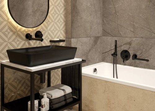 Alkatrész, Deante Cascada sarokcsatlakozó, kerek, kézizuhany tartóval, fekete NAC_N57K