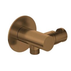  Alkatrész, Deante Silia sarokcsatlakozó, kerek, kézizuhany tartóval, szálcsiszolt bronz NQS_C57K
